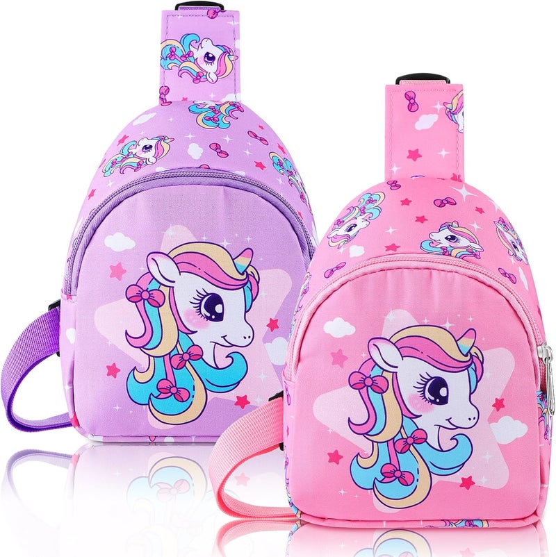 Cosblank 2 Pcs Christmas Small Crossbody Bag Girls Cute Cartoon Unicorn Sling Bag Shoulder Coin Pouch for Travel(Stylish) - Image 1